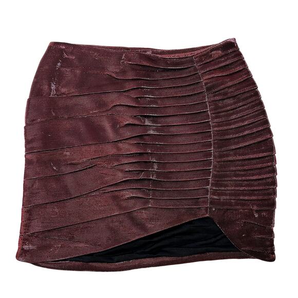 Bondi Red Gathered Mini Skirt - Picture 1 of 2